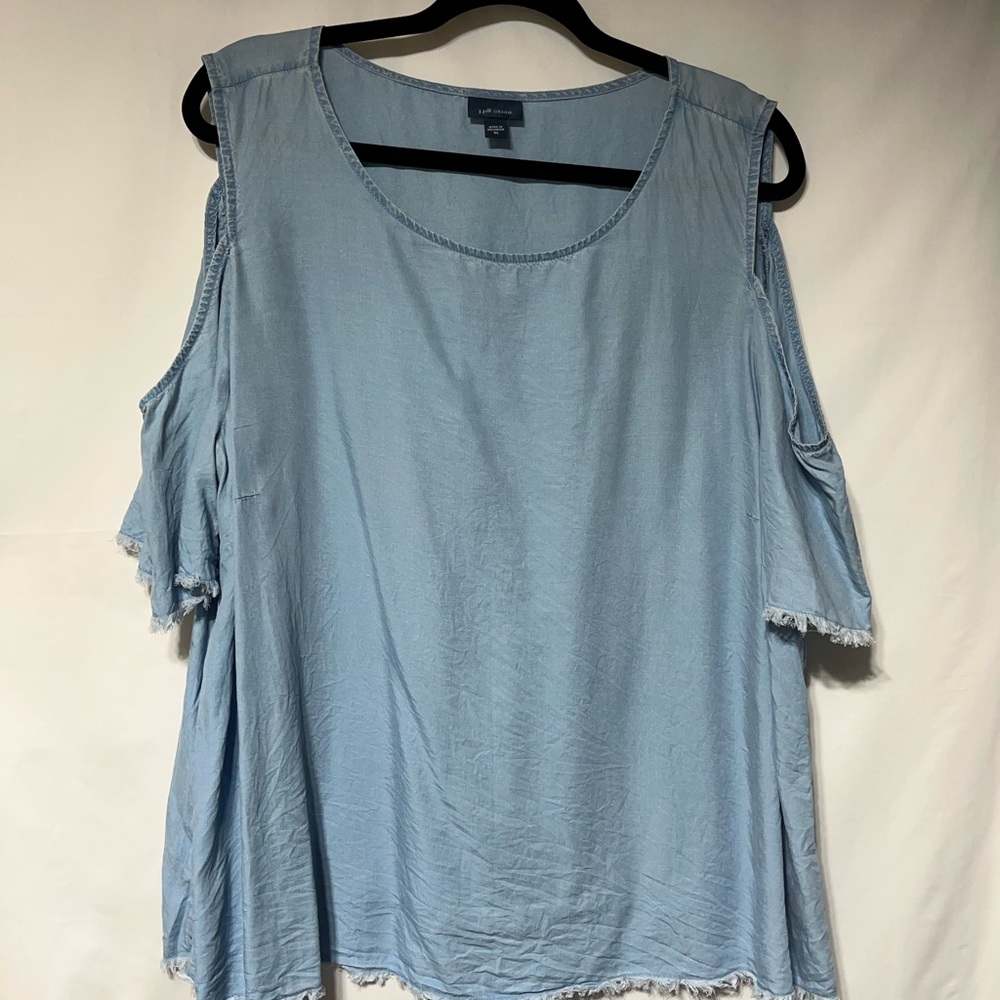 J. Jill Sky Blue Open Shoulder‎ Blouse